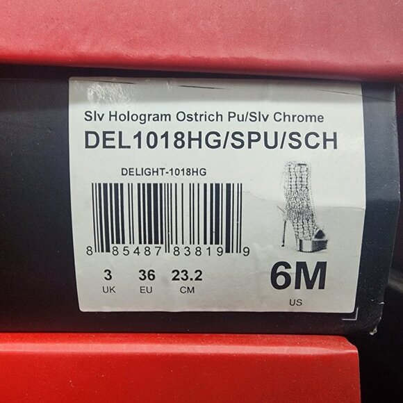 Brand New Delight 1018HG Sexy Silver Hologram Platform Heels Ankle Boots - Picture 16 of 16